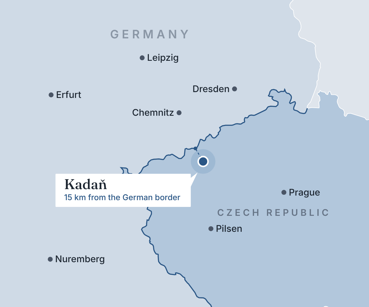 Map: OWA Heimarbeit in Kadaň, Czech Republic – 15 km from the German border, close to Chemnitz, Dresden and Leipzig